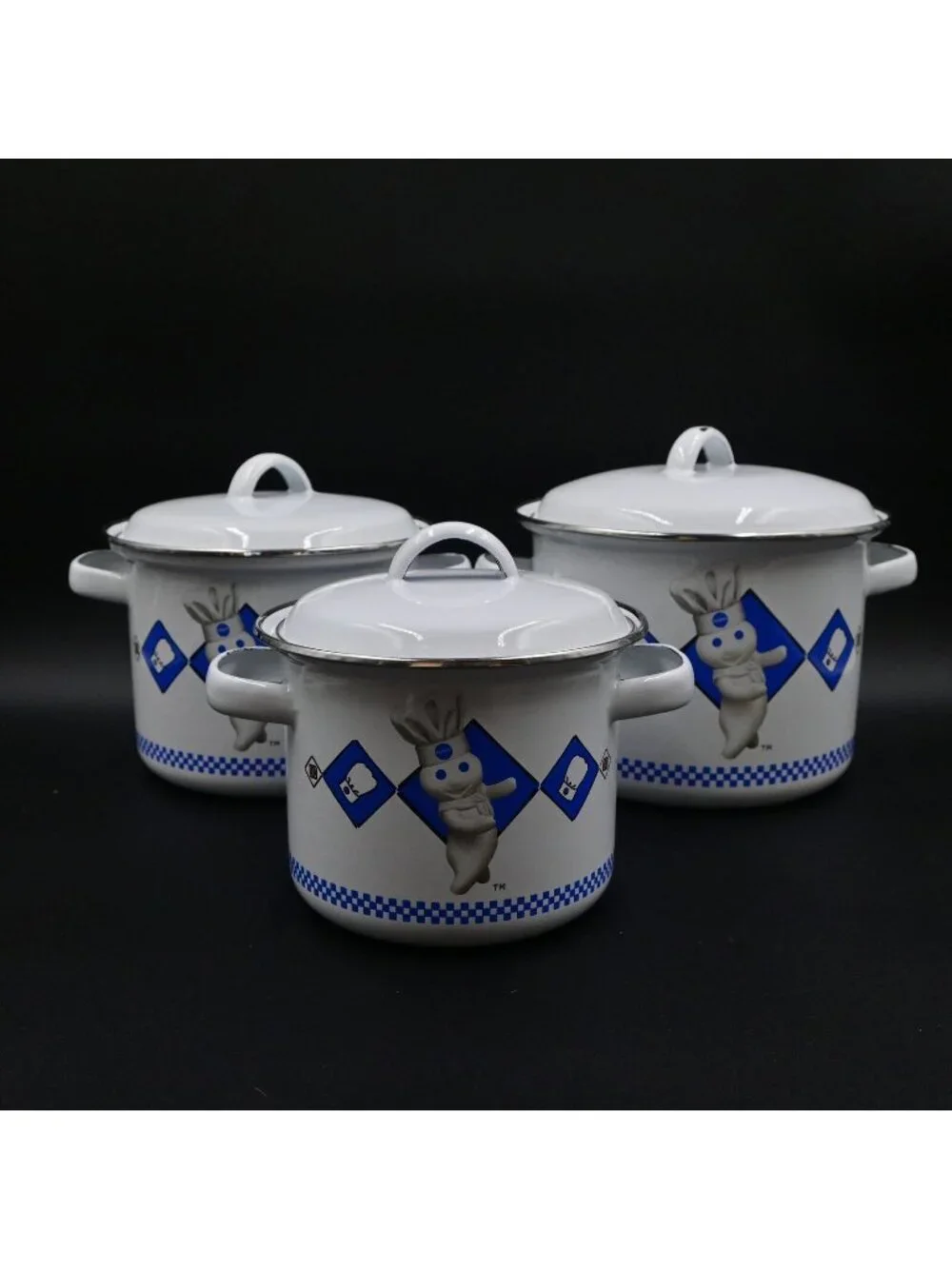 Pillsbury Doughboy Pots With Lid Set Of 3 Vintage 90s